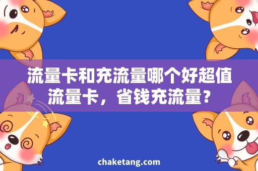 流量卡和充流量哪个好超值流量卡，省钱充流量？