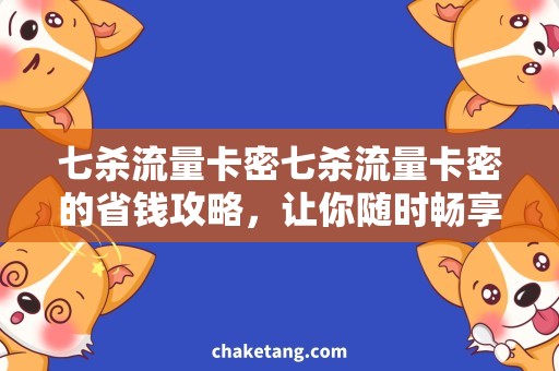 七杀流量卡密七杀流量卡密的省钱攻略，让你随时畅享快速上网的乐趣