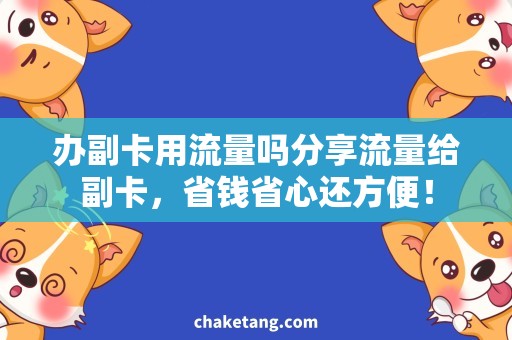 办副卡用流量吗分享流量给副卡，省钱省心还方便！