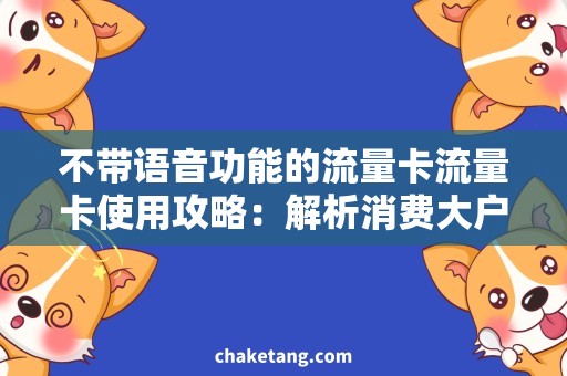 不带语音功能的流量卡流量卡使用攻略：解析消费大户最爱——不带语音功能的流量卡