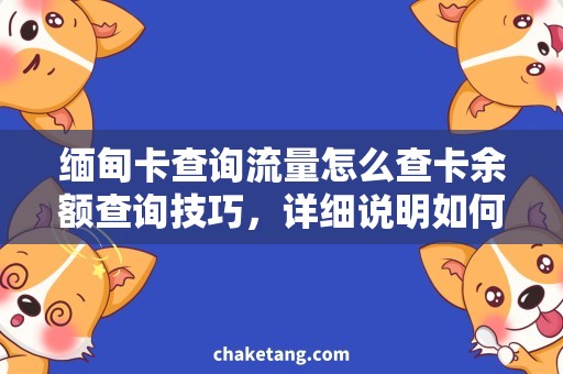 缅甸卡查询流量怎么查卡余额查询技巧，详细说明如何实现卡余额和流量查询