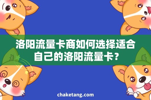 洛阳流量卡商如何选择适合自己的洛阳流量卡？