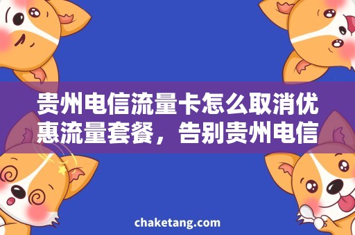 贵州电信流量卡怎么取消优惠流量套餐，告别贵州电信流量卡的捆绑限制