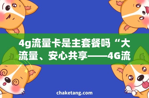 4g流量卡是主套餐吗“大流量、安心共享——4G流量卡主套餐使用详解”