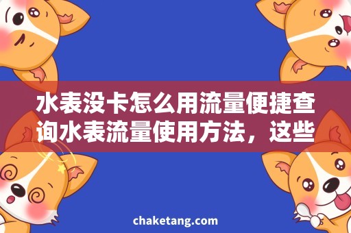 水表没卡怎么用流量便捷查询水表流量使用方法，这些细节需注意