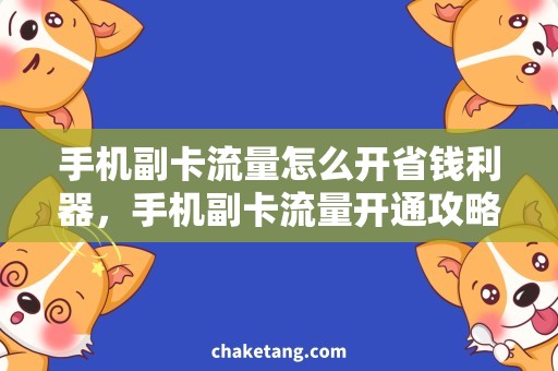 手机副卡流量怎么开省钱利器，手机副卡流量开通攻略