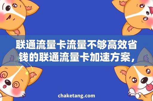 联通流量卡流量不够高效省钱的联通流量卡加速方案，让你畅享无忧