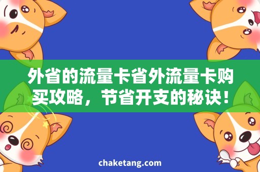 外省的流量卡省外流量卡购买攻略，节省开支的秘诀！