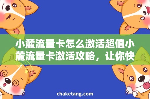 小麓流量卡怎么激活超值小麓流量卡激活攻略，让你快速上网畅享互联网！