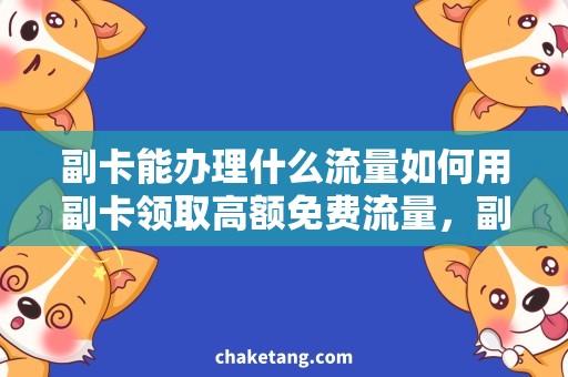 副卡能办理什么流量如何用副卡领取高额免费流量，副卡办理攻略详解