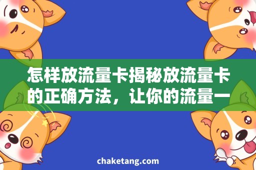 怎样放流量卡揭秘放流量卡的正确方法，让你的流量一秒多十倍