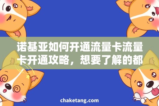 诺基亚如何开通流量卡流量卡开通攻略，想要了解的都在这里！