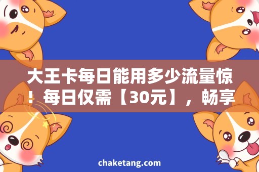 大王卡每日能用多少流量惊！每日仅需【30元】，畅享【200G】流量的大王卡用量攻略！