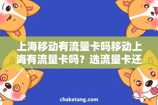 上海移动有流量卡吗移动上海有流量卡吗？选流量卡还是套餐更实惠？