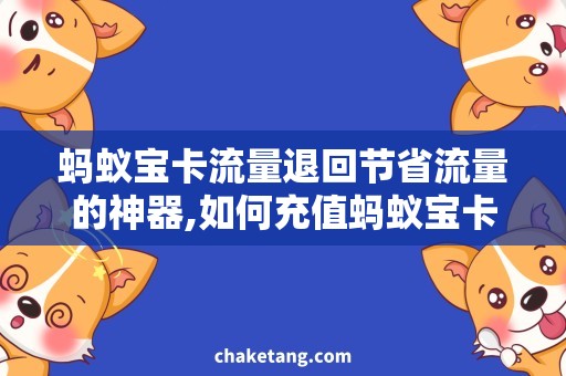 蚂蚁宝卡流量退回节省流量的神器,如何充值蚂蚁宝卡流量并实现退回？