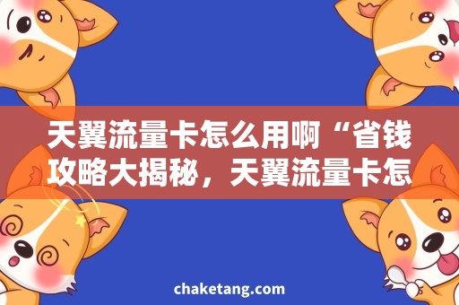 天翼流量卡怎么用啊“省钱攻略大揭秘，天翼流量卡怎么用啊”