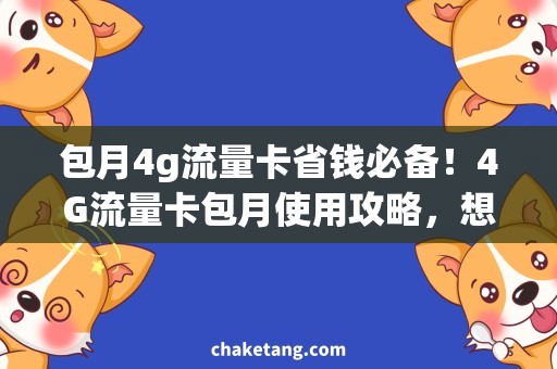 包月4g流量卡省钱必备！4G流量卡包月使用攻略，想必你也需要！