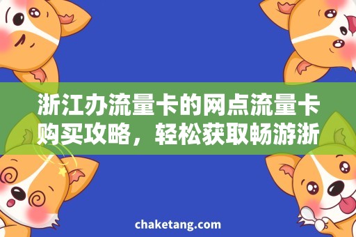 浙江办流量卡的网点流量卡购买攻略，轻松获取畅游浙江的高速流量