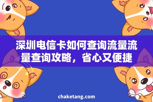 深圳电信卡如何查询流量流量查询攻略，省心又便捷