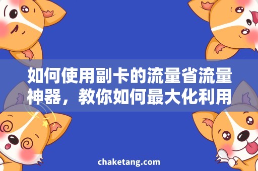 如何使用副卡的流量省流量神器，教你如何最大化利用副卡流量