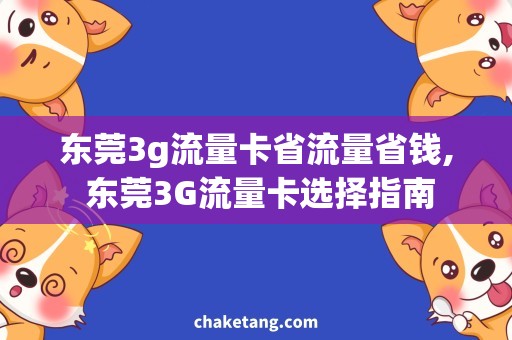 东莞3g流量卡省流量省钱, 东莞3G流量卡选择指南