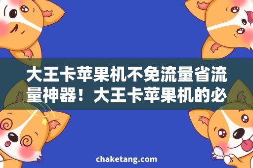 大王卡苹果机不免流量省流量神器！大王卡苹果机的必备选择