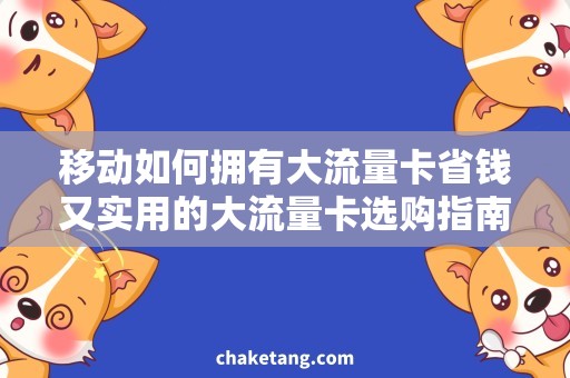 移动如何拥有大流量卡省钱又实用的大流量卡选购指南，让移动快速实现大流量需求