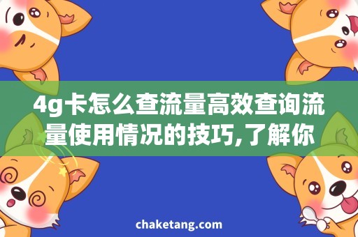 4g卡怎么查流量高效查询流量使用情况的技巧,了解你的4G卡流量信息！