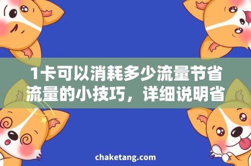 1卡可以消耗多少流量节省流量的小技巧，详细说明省流量方法