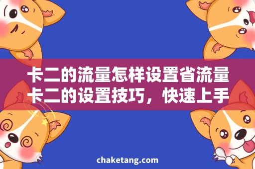 卡二的流量怎样设置省流量卡二的设置技巧，快速上手省钱方法