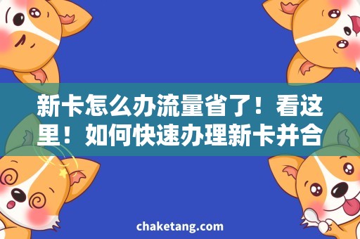 新卡怎么办流量省了！看这里！如何快速办理新卡并合理使用流量