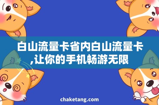 白山流量卡省内白山流量卡,让你的手机畅游无限