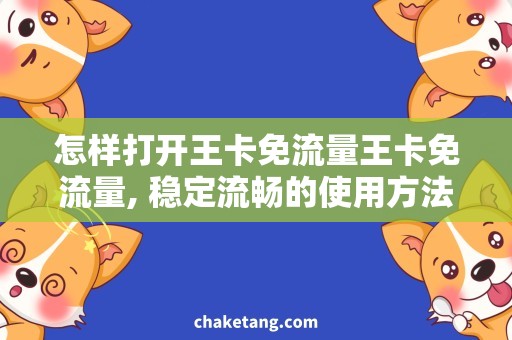 怎样打开王卡免流量王卡免流量, 稳定流畅的使用方法，一键畅享网络