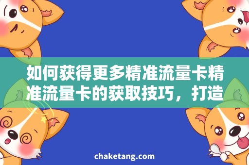 如何获得更多精准流量卡精准流量卡的获取技巧，打造高效推广流程