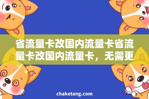 省流量卡改国内流量卡省流量卡改国内流量卡，无需更换卡片，最省钱的流量解决方案