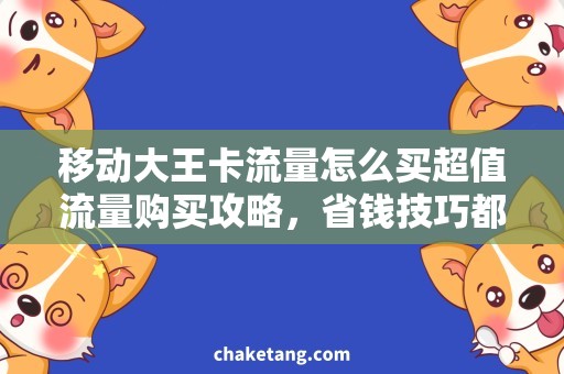 移动大王卡流量怎么买超值流量购买攻略，省钱技巧都在这！