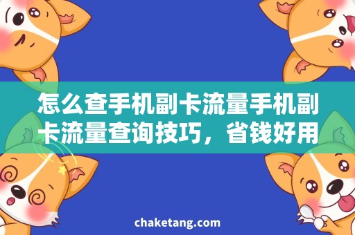 怎么查手机副卡流量手机副卡流量查询技巧，省钱好用实测