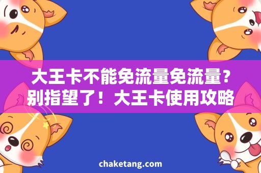 大王卡不能免流量免流量？别指望了！大王卡使用攻略来了，省钱有妙招！