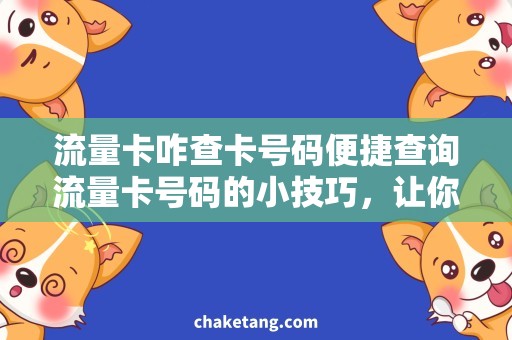 流量卡咋查卡号码便捷查询流量卡号码的小技巧，让你省钱又省心！