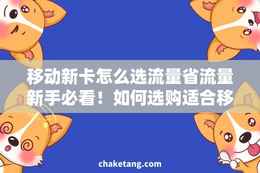 移动新卡怎么选流量省流量新手必看！如何选购适合移动新卡的流量套餐