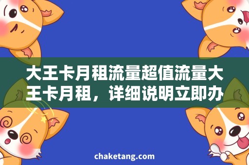 大王卡月租流量超值流量大王卡月租，详细说明立即办理方法！