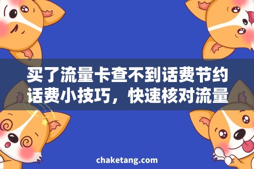 买了流量卡查不到话费节约话费小技巧，快速核对流量卡余额