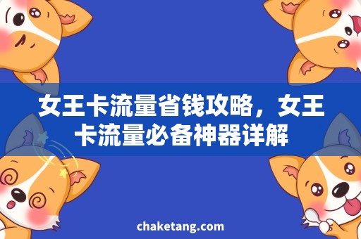 女王卡流量省钱攻略，女王卡流量必备神器详解