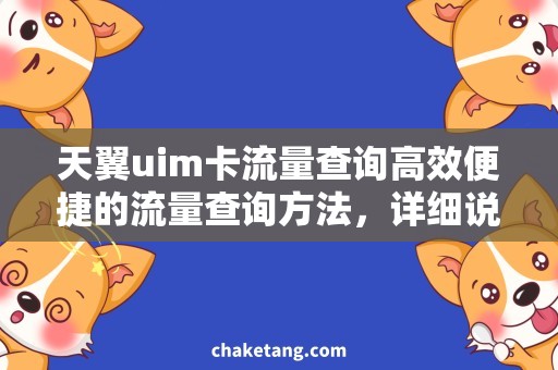 天翼uim卡流量查询高效便捷的流量查询方法，详细说明天翼UIM卡的使用技巧