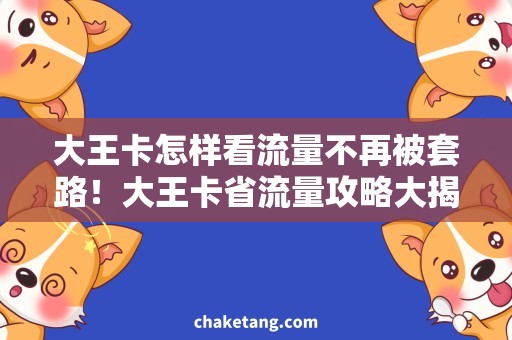 大王卡怎样看流量不再被套路！大王卡省流量攻略大揭秘