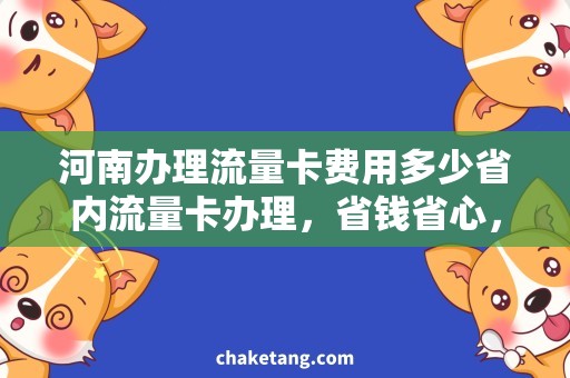 河南办理流量卡费用多少省内流量卡办理，省钱省心，快速上网！