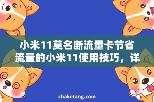 小米11莫名断流量卡节省流量的小米11使用技巧，详细说明省流量方法