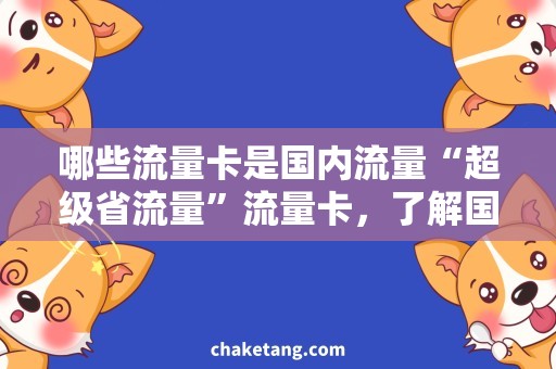 哪些流量卡是国内流量“超级省流量”流量卡，了解国内流量使用情况