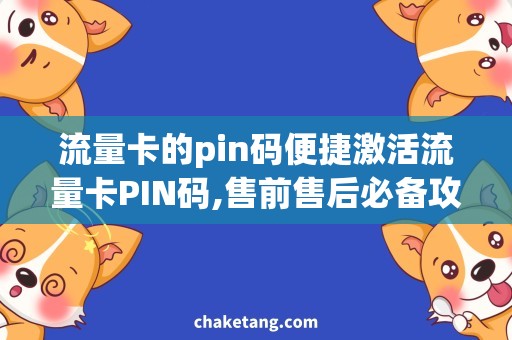 流量卡的pin码便捷激活流量卡PIN码,售前售后必备攻略