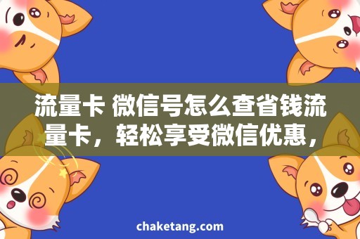 流量卡 微信号怎么查省钱流量卡，轻松享受微信优惠，详细解答微信号查询方法